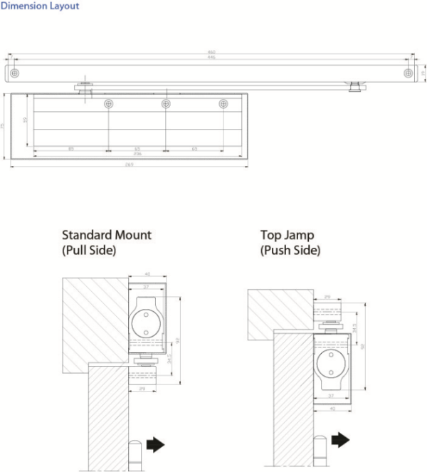 Atena 760 (2-4) High Efficiency Exposed Door Closer with Slide Arm & Cover - Image 2