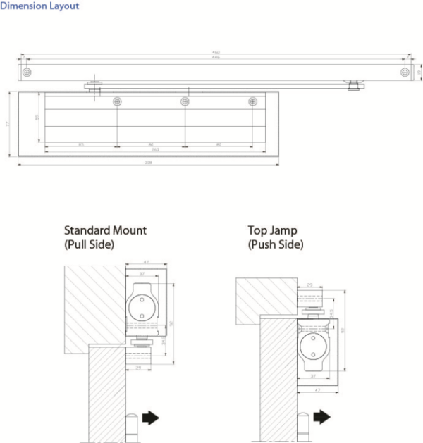 Atena 920 (2-5) High Efficiency Exposed Door Closer with Slide Arm & Cover - Image 2