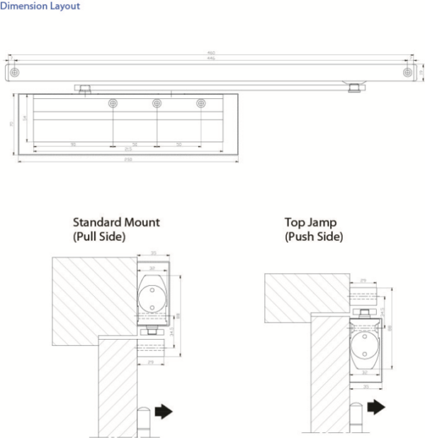 Atena 820 (2-4) High Efficiency Exposed Door Closer with Slide Arm & Cover - Image 2