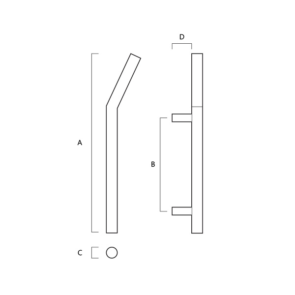 PBS Singapore Stainless Steel Half Offset Round Pull Handle - Image 2