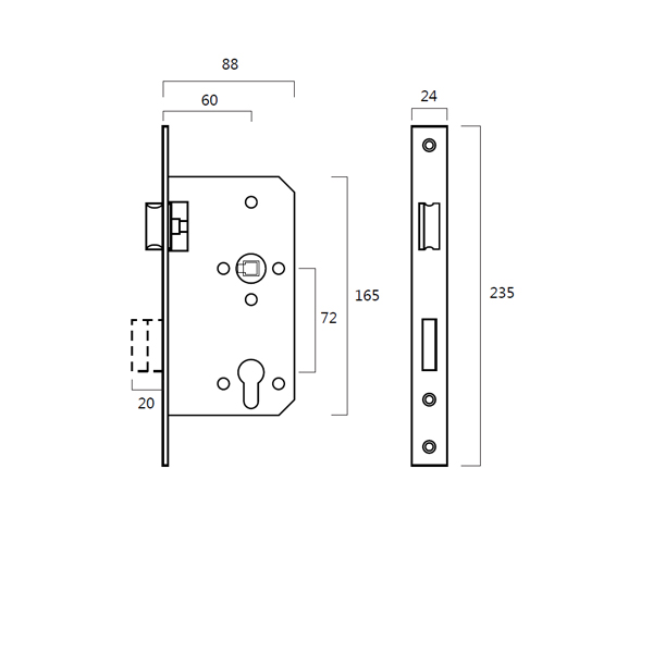 Lockwood Euro Mortise Classroom Lock - Image 2