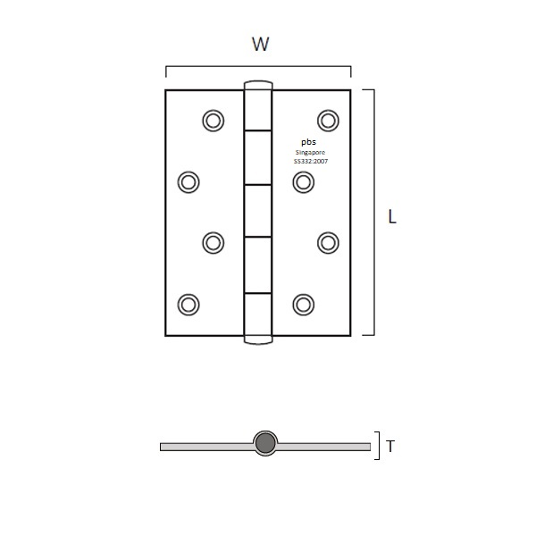 PBS 6 INCH Stainless Steel Ball Bearing Butt Hinge - Image 2