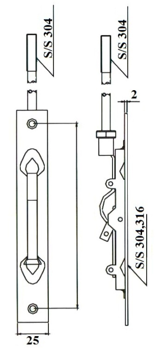 PBS Singapore Extension Flush Bolt - Image 2