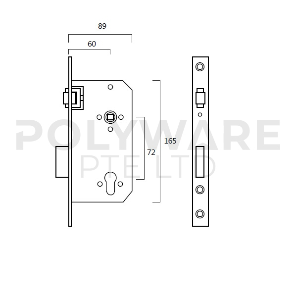 PBS 2000RL Mortise Roller Sash Lock Polyware Pte Ltd