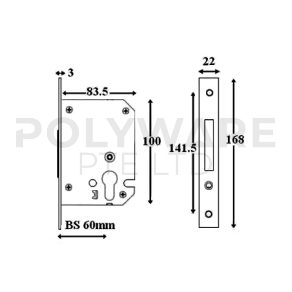 PBS 212DL Mortise Small Dead Lock - Image 2