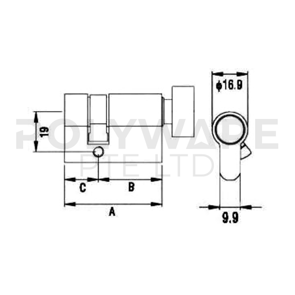 PBS Singapore Half Thumbturn Cylinder - Image 3